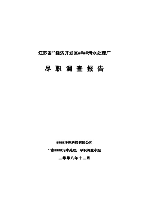 某污水处理厂尽职调查报告