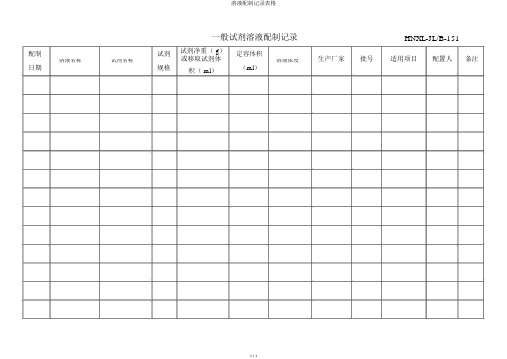 溶液配制记录表格