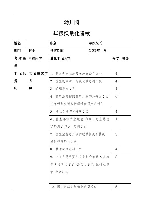 年级组长考核表