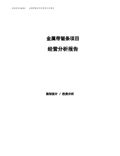 金属带锯条项目经营分析报告(项目总结分析)