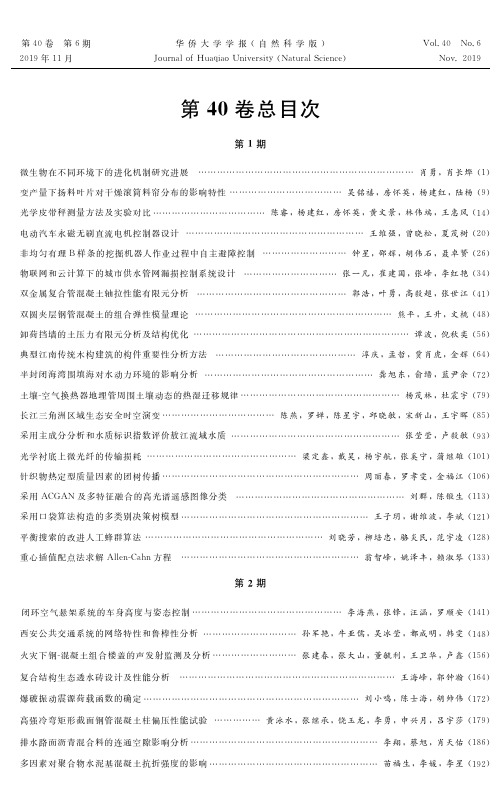 《华侨大学学报(自然科学版)》第40卷总目次