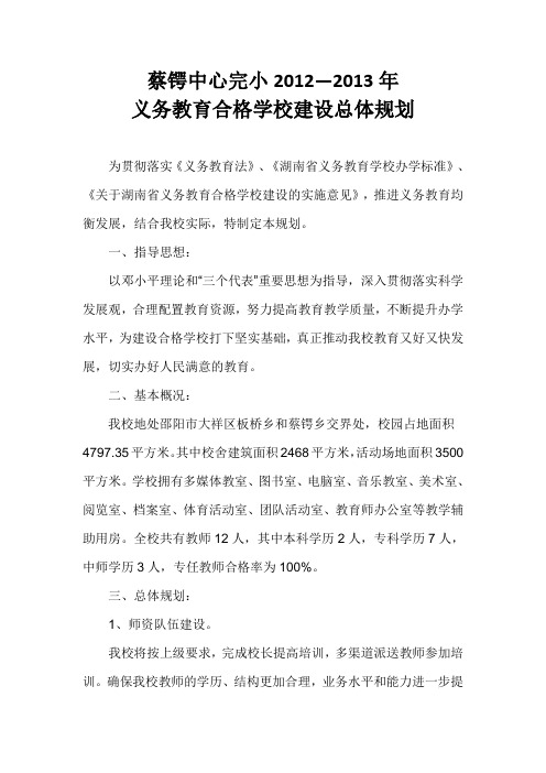 中心完小义务教育合格学校建设总体规划 (1)