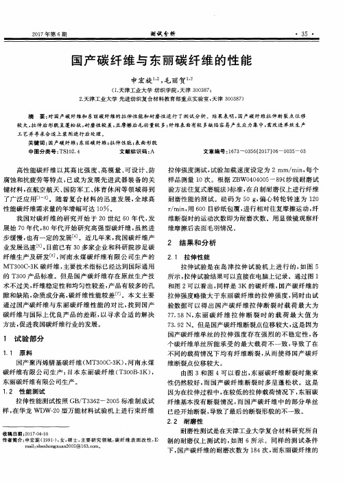 国产碳纤维与东丽碳纤维的性能