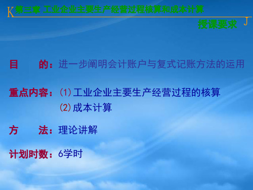 基础会计学课件工业企业主要生产经营过程核算和成本计算