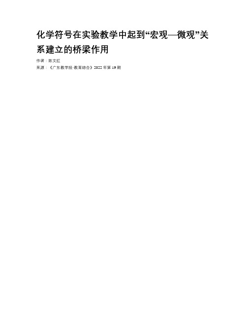 化学符号在实验教学中起到“宏观—微观”关系建立的桥梁作用