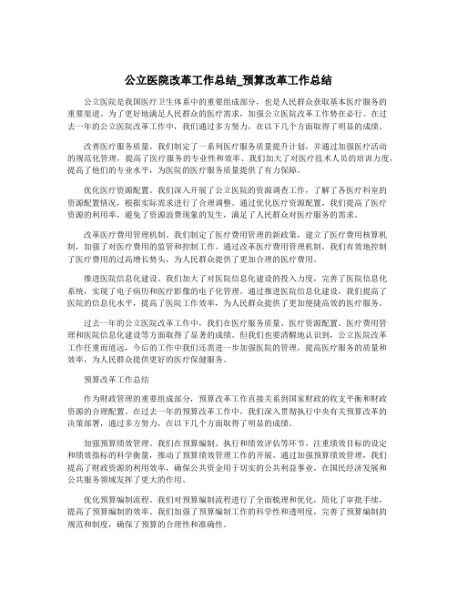 公立医院改革工作总结_预算改革工作总结