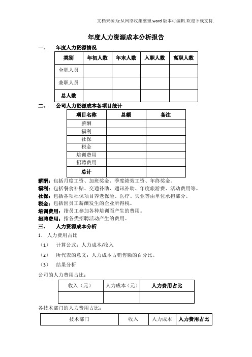 年度人力资源成本分析报告