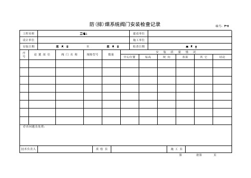 防(排)烟系统阀门安装检查记录(最新版)