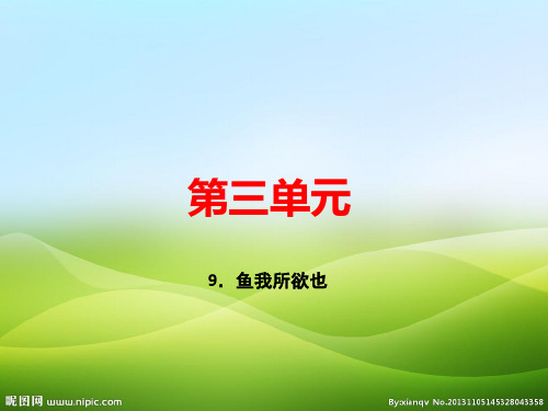 人教部编版九年级语文下册课件：9.鱼我所欲也 (共36张PPT)(优质版推荐)