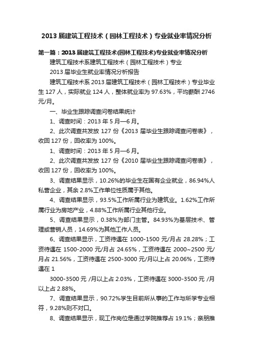 2013届建筑工程技术（园林工程技术）专业就业率情况分析