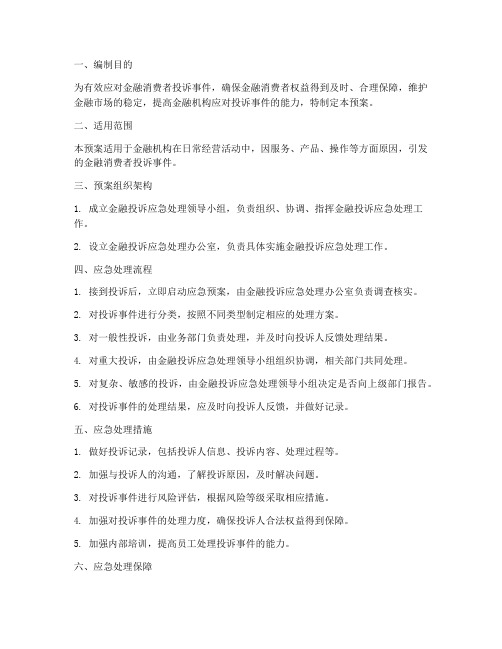 金融投诉应急预案方案