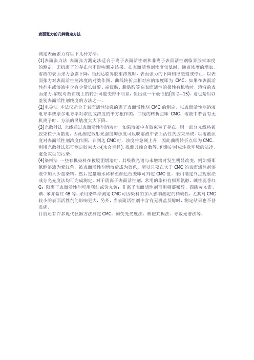 表面张力的几种测定方法