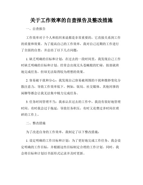 关于工作效率的自查报告及整改措施