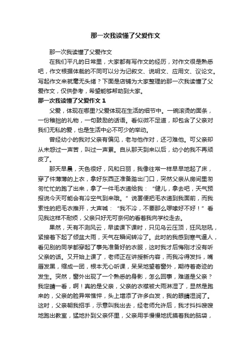 那一次我读懂了父爱作文