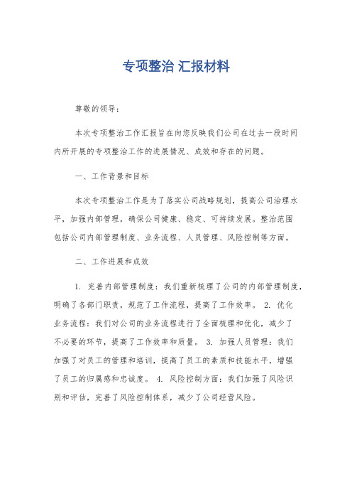 专项整治 汇报材料