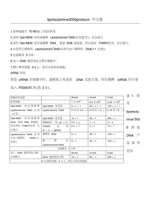 lipofectamine3000说明方案