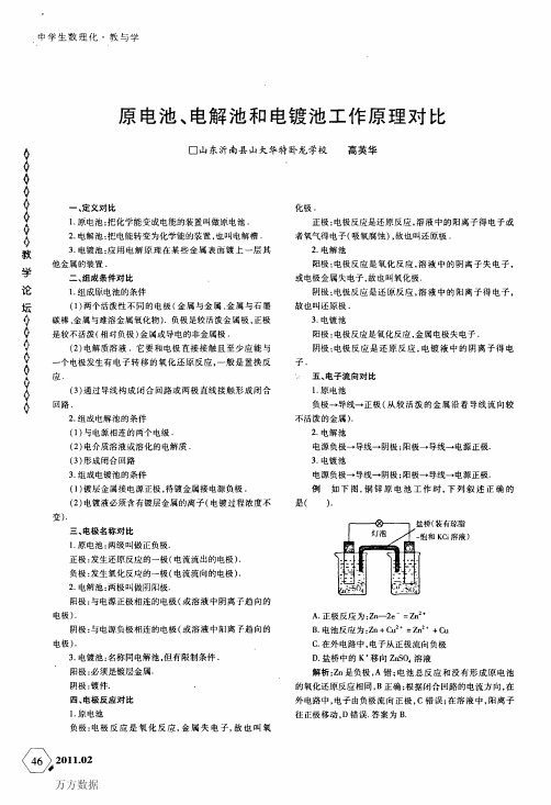 原电池、电解池和电镀池工作原理对比