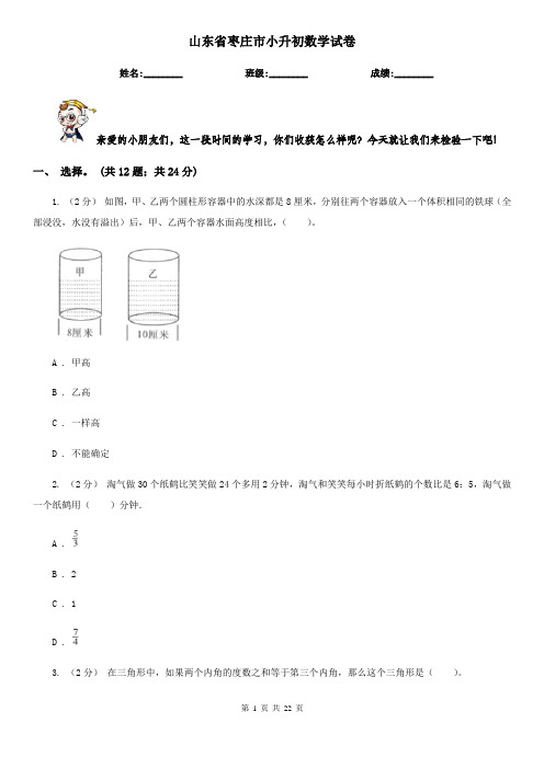 山东省枣庄市小升初数学试卷