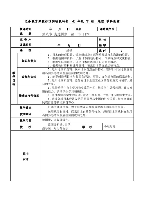 粤人版七年级地理下册《七章 亚洲  第五节 日本》公开课教案_6