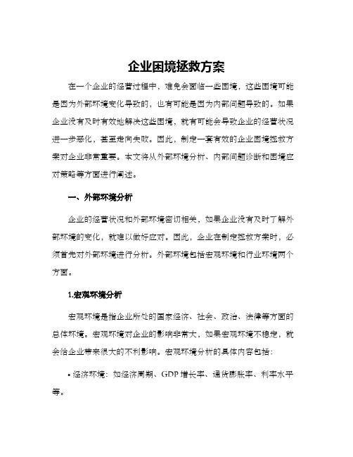 企业困境拯救方案