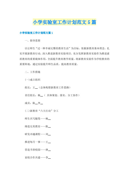 小学实验室工作计划范文5篇