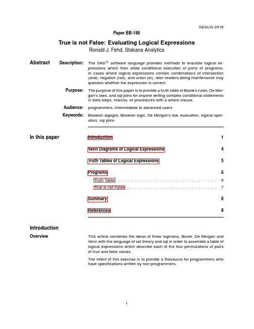 SESUG 2016 Paper BB-186 True is not False说明书