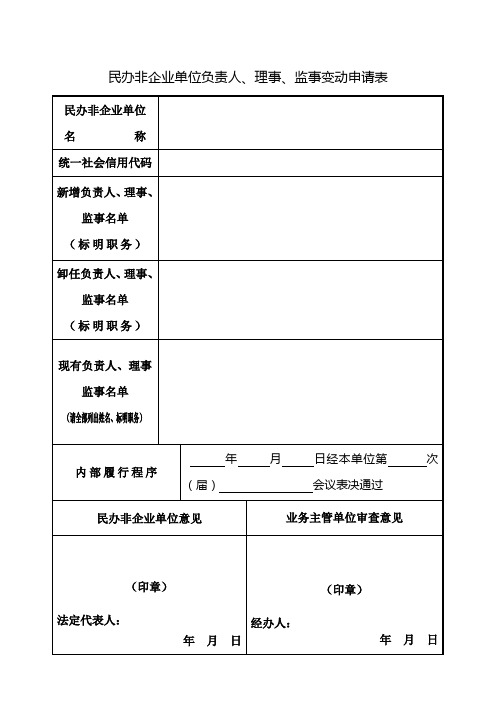 7民办非企业单位负责人、理事、监事变动申请表