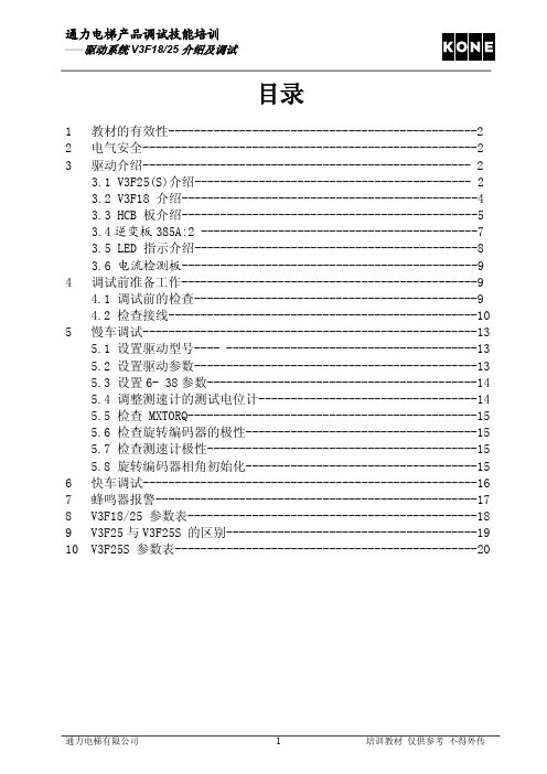 通力V3F1825(S)通力调试培训课程