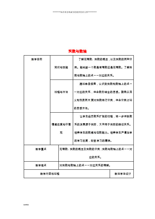 八年级数学上册 第11章 数的开方 11.2 实数 11.2.1 实数与数轴教案 (新版)华东师大版