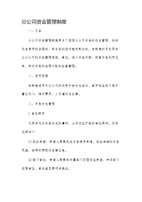 分公司资金管理制度