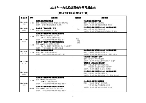 中央党校课程表2015-12-02至2016-1-13