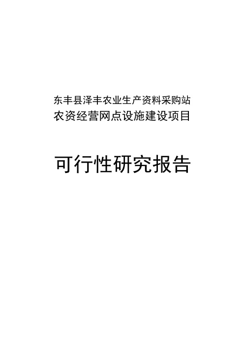 农业生产资料采购站农资经营网点设施建设项目可研报告1