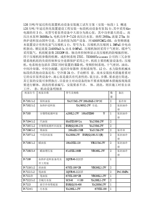 120万吨延迟焦化装置机动设备安装施工方案