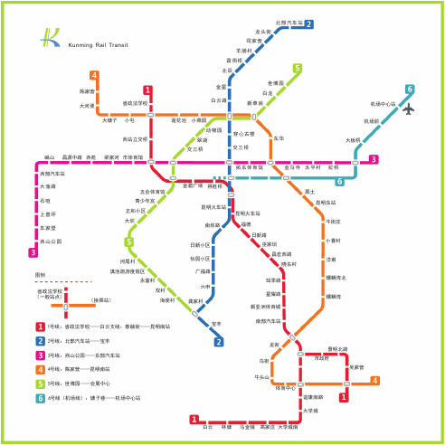 昆明地铁交通图(2019)高清图