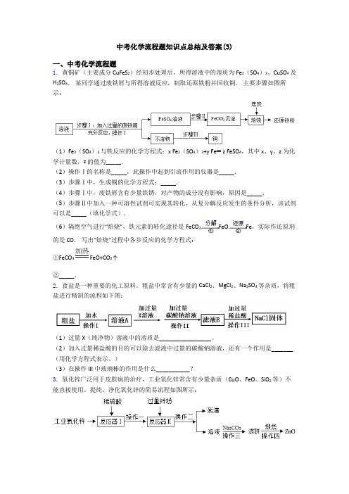 中考化学流程题知识点总结及答案(3)