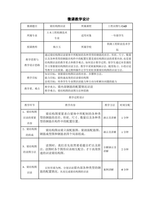 (土建施工)梁结构图识读教学设计