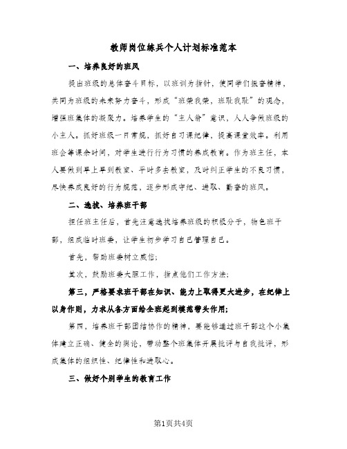 教师岗位练兵个人计划标准范本（2篇）