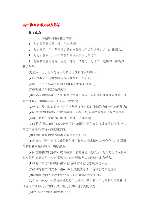 高中物理会考知识点总结