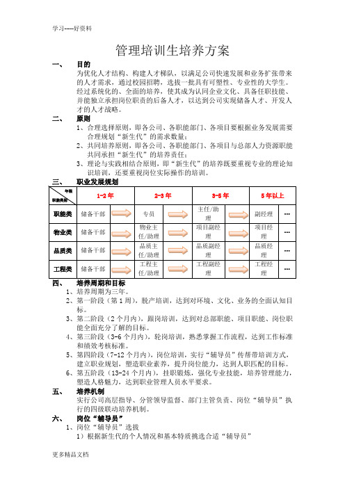 物业公司管理培训生培养方案汇编