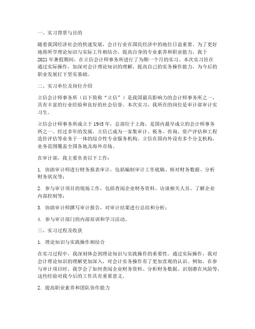 立信专业实习报告