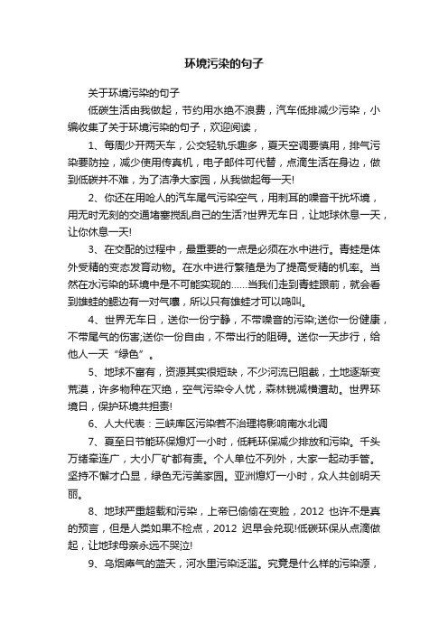 关于环境污染的句子