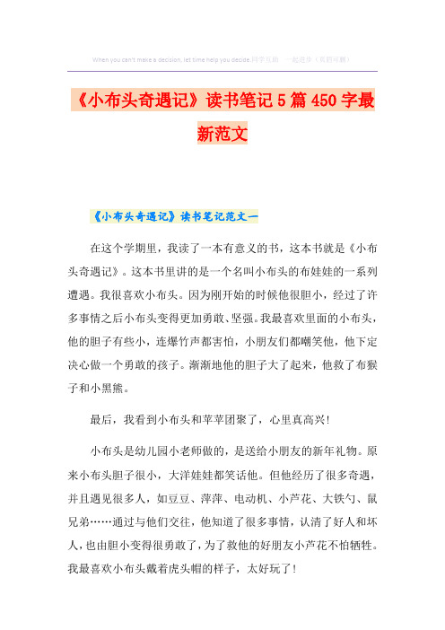 《小布头奇遇记》读书笔记5篇450字最新范文