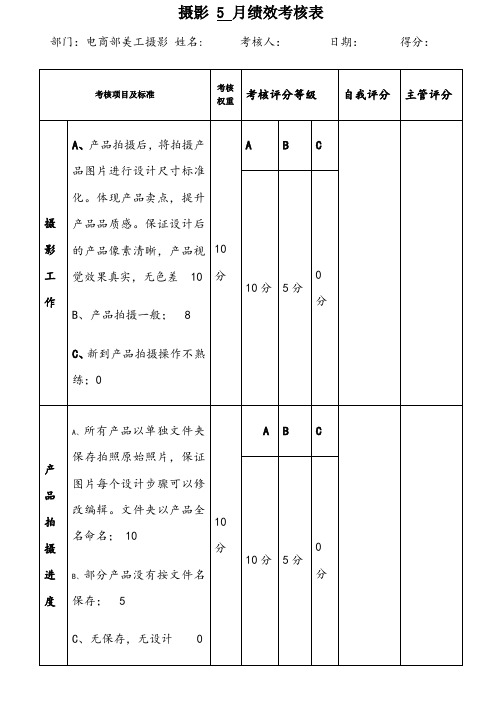 摄影绩效考核表