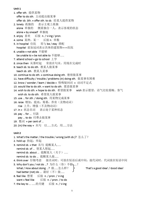 八年级下册泸教版英语知识点大全