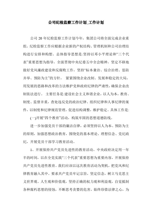 公司纪检监察工作计划_工作计划.doc