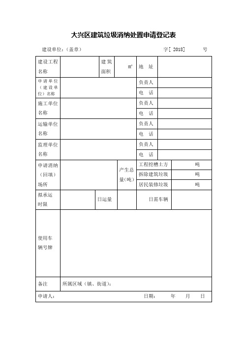 渣土消纳许可提供的材料