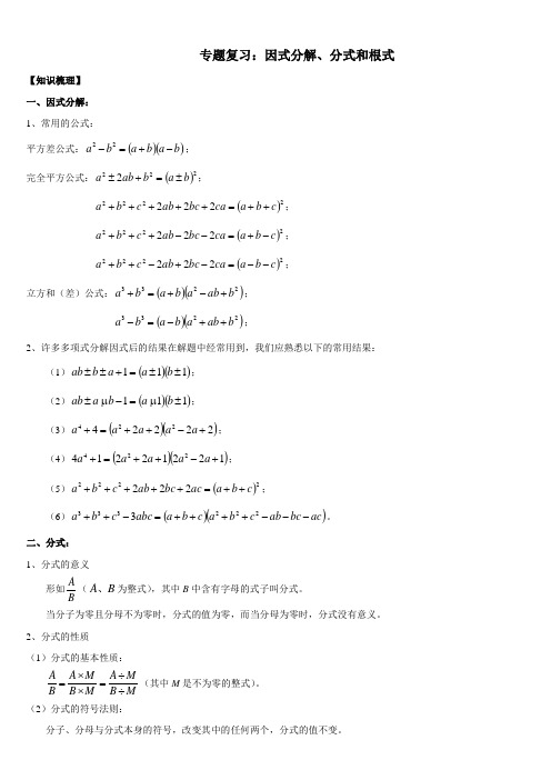 因式分解、分式和根式