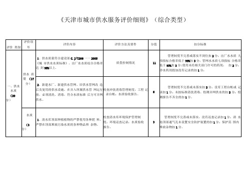 天津市城市供水服务评价细则