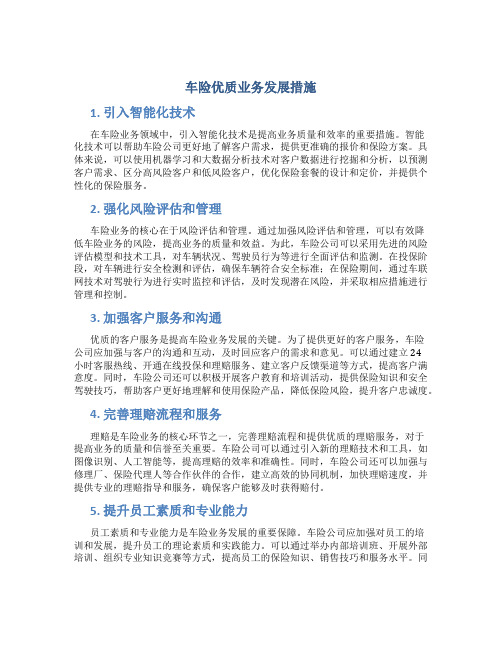 车险优质业务发展措施