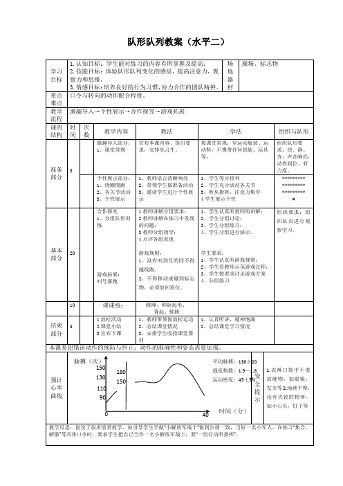 队形队列教案(水平二 )